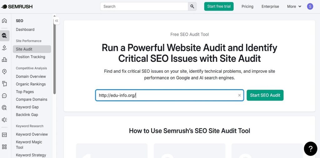 SEMrush Free Audit Tool